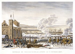 De Slag bij Preussisch-Eylau, 9 februari 1807, gegraveerd door Edme Bovinet